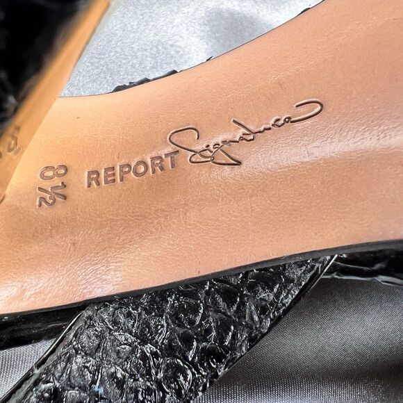 Report Signature Slingback 8.5 Snake Print Stiletto Leather Peep Toe Platform - Picture 16 of 17